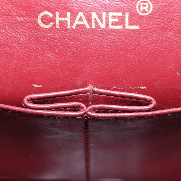 CHANEL Chain Double Flap Matelasse 23 Bag Lamb Skin Black Gold CC Auth 158862SM