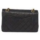 CHANEL Chain Double Flap Matelasse 23 Bag Lamb Skin Black Gold CC Auth 158862SM-2