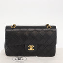 CHANEL Chain Double Flap Matelasse 23 Bag Lamb Skin Black Gold CC Auth 158862SM-12