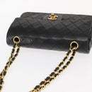 CHANEL Chain Double Flap Matelasse 23 Bag Lamb Skin Black Gold CC Auth 158862SM-6