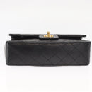 CHANEL Chain Double Flap Matelasse 23 Bag Lamb Skin Black Gold CC Auth 158862SM-5