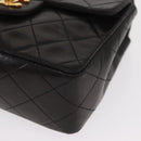 CHANEL Matelasse Chain Shoulder Bag Lamb Skin Gold Black CC Auth 158863SAV-15
