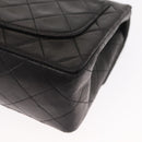 CHANEL Matelasse Chain Shoulder Bag Lamb Skin Gold Black CC Auth 158863SAV-9