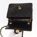 CHANEL Matelasse Chain Shoulder Bag Lamb Skin Gold Black CC Auth 158863SAV-18