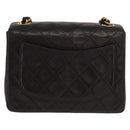 CHANEL Matelasse Chain Shoulder Bag Lamb Skin Gold Black CC Auth 158863SAV-2