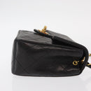 CHANEL Matelasse Chain Shoulder Bag Lamb Skin Gold Black CC Auth 158863SAV-3