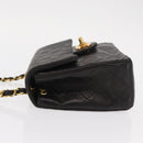 CHANEL Matelasse Chain Shoulder Bag Lamb Skin Gold Black CC Auth 158863SAV-4