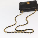 CHANEL Matelasse Chain Shoulder Bag Lamb Skin Gold Black CC Auth 158863SAV-7
