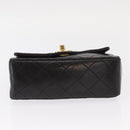 CHANEL Matelasse Chain Shoulder Bag Lamb Skin Gold Black CC Auth 158863SAV-5