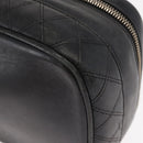 CHANEL Bicolore Vanity Hand Bag Lamb Skin Black Gold CC Auth 158864-15