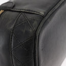 CHANEL Bicolore Vanity Hand Bag Lamb Skin Black Gold CC Auth 158864-16