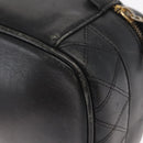 CHANEL Bicolore Vanity Hand Bag Lamb Skin Black Gold CC Auth 158864-17