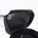 CHANEL Bicolore Vanity Hand Bag Lamb Skin Black Gold CC Auth 158864-10