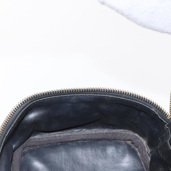 CHANEL Bicolore Vanity Hand Bag Lamb Skin Black Gold CC Auth 158864