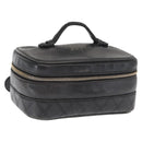 CHANEL Bicolore Vanity Hand Bag Lamb Skin Black Gold CC Auth 158864-1