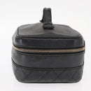 CHANEL Bicolore Vanity Hand Bag Lamb Skin Black Gold CC Auth 158864-3