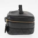 CHANEL Bicolore Vanity Hand Bag Lamb Skin Black Gold CC Auth 158864-4