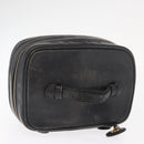 CHANEL Bicolore Vanity Hand Bag Lamb Skin Black Gold CC Auth 158864-6