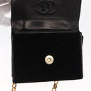 CHANEL Matelasse Chain Camelia Shoulder Bag Velor Black Gold CC Auth 158865V-18