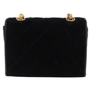CHANEL Matelasse Chain Camelia Shoulder Bag Velor Black Gold CC Auth 158865V-3