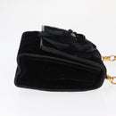 CHANEL Matelasse Chain Camelia Shoulder Bag Velor Black Gold CC Auth 158865V-4