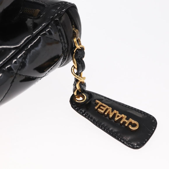 CHANEL Matelasse Waist bag Patent leather Black Gold CC Auth 158866SAV
