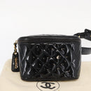 CHANEL Matelasse Waist bag Patent leather Black Gold CC Auth 158866SAV-24