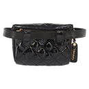CHANEL Matelasse Waist bag Patent leather Black Gold CC Auth 158866SAV-3