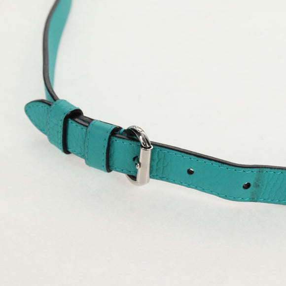 Christian Dior Diorissimo Bag Leather 2way Turquoise Blue Silver Auth 158870V