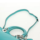 Christian Dior Diorissimo Bag Leather 2way Turquoise Blue Silver Auth 158870V-12