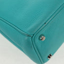 Christian Dior Diorissimo Bag Leather 2way Turquoise Blue Silver Auth 158870V-16