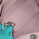 Christian Dior Diorissimo Bag Leather 2way Turquoise Blue Silver Auth 158870V-20