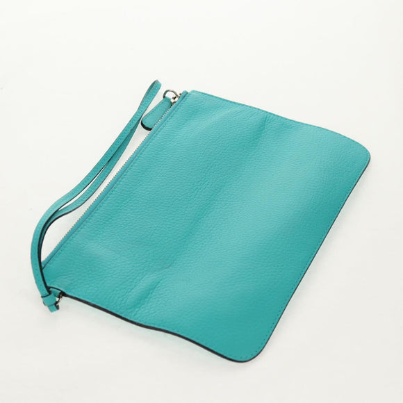 Christian Dior Diorissimo Bag Leather 2way Turquoise Blue Silver Auth 158870V