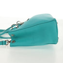 Christian Dior Diorissimo Bag Leather 2way Turquoise Blue Silver Auth 158870V-4