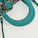 Christian Dior Diorissimo Bag Leather 2way Turquoise Blue Silver Auth 158870V-8