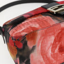 FENDI Zucchino Canvas Mamma Baguette Shoulder Bag Red Gold Auth 158873SM-11