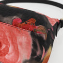 FENDI Zucchino Canvas Mamma Baguette Shoulder Bag Red Gold Auth 158873SM-12