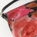 FENDI Zucchino Canvas Mamma Baguette Shoulder Bag Red Gold Auth 158873SM-13