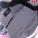 FENDI Zucchino Canvas Mamma Baguette Shoulder Bag Red Gold Auth 158873SM-17