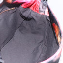 FENDI Zucchino Canvas Mamma Baguette Shoulder Bag Red Gold Auth 158873SM-18