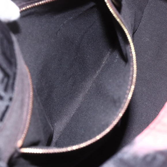 FENDI Zucchino Canvas Mamma Baguette Shoulder Bag Red Gold Auth 158873SM