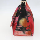 FENDI Zucchino Canvas Mamma Baguette Shoulder Bag Red Gold Auth 158873SM-5