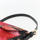 FENDI Zucchino Canvas Mamma Baguette Shoulder Bag Red Gold Auth 158873SM-8