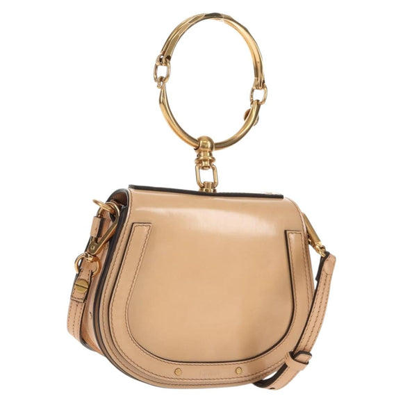 Chloe Nile Hand Bag Enamel 2way Beige Gold Auth 158874V