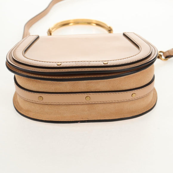 Chloe Nile Hand Bag Enamel 2way Beige Gold Auth 158874V
