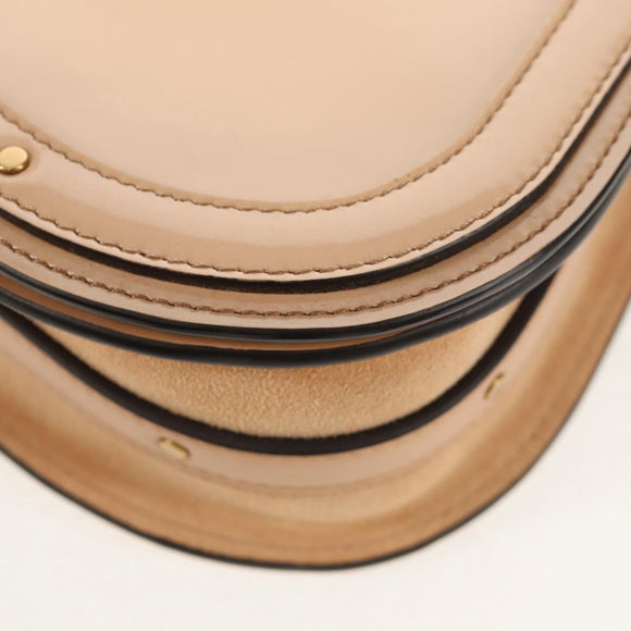 Chloe Nile Hand Bag Enamel 2way Beige Gold Auth 158874V