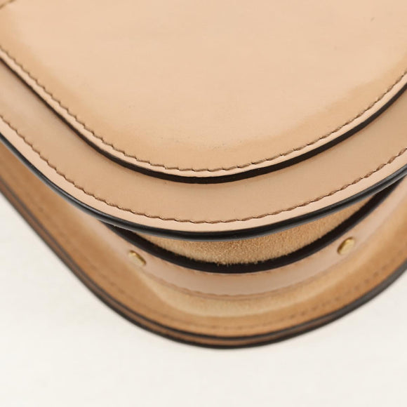 Chloe Nile Hand Bag Enamel 2way Beige Gold Auth 158874V