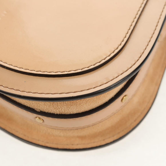 Chloe Nile Hand Bag Enamel 2way Beige Gold Auth 158874V