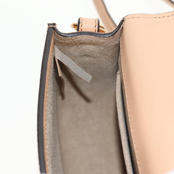 Chloe Nile Hand Bag Enamel 2way Beige Gold Auth 158874V