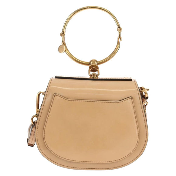 Chloe Nile Hand Bag Enamel 2way Beige Gold Auth 158874V